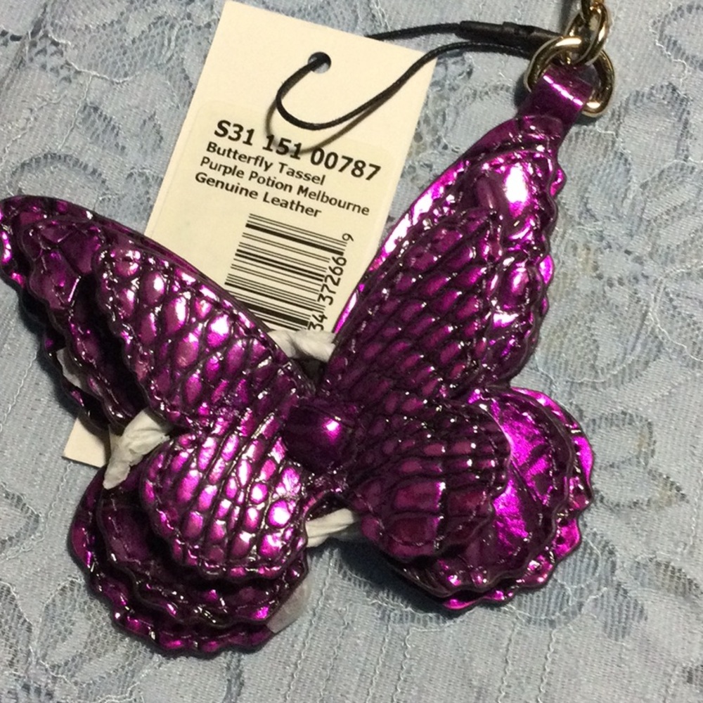 Last one *Firm* NWT Brahmin PURPLE POTION BUTTERFLY tassel keyfob bag charm